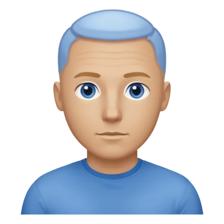 man, white man, blue eyes, sandy blonde buzzed hair, bald 30 years old, wearing blue shirt sticker