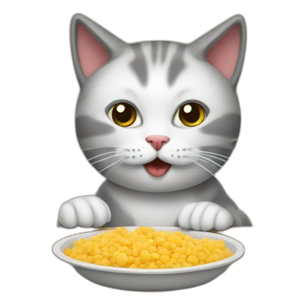 cat eat food on the table sticker