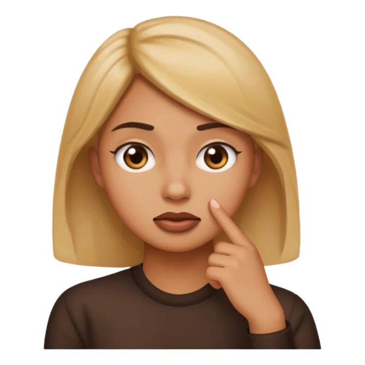 face emoji with a hand on chin, judging, sassy petty expression sticker
