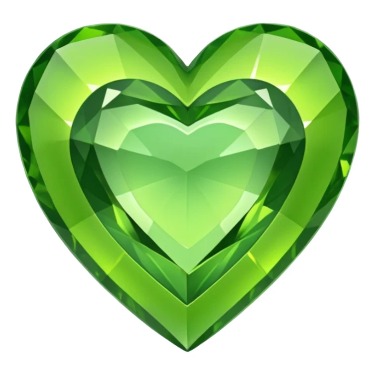 green heart looking ios but like a gemstone with sharp outlines and shiny the color is more like lime sticker