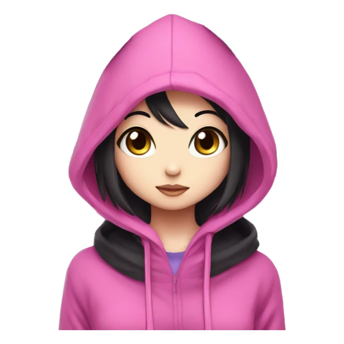 Kuromi wearing hoodie with pink skull sticker