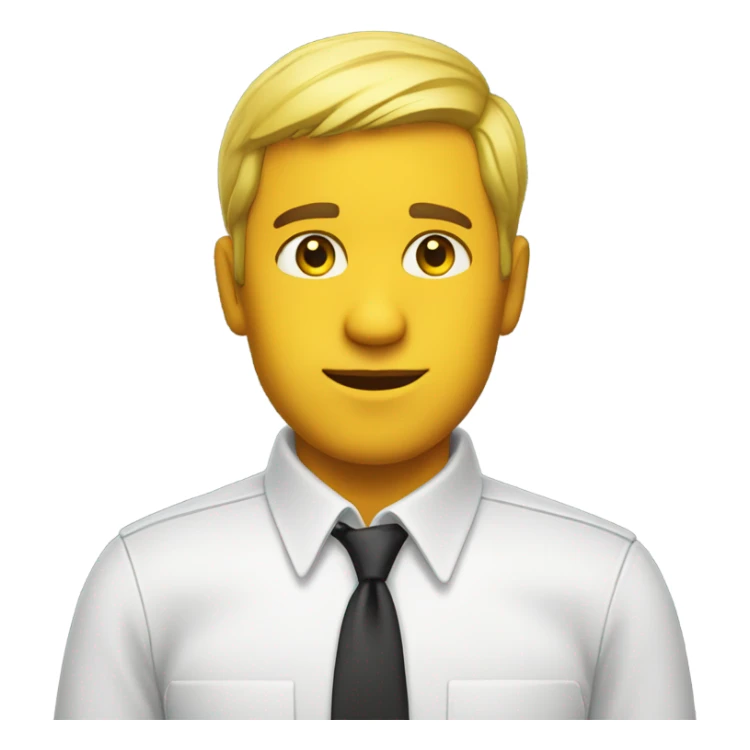 yellow skin man on desk wearing white button down shirt front view sticker