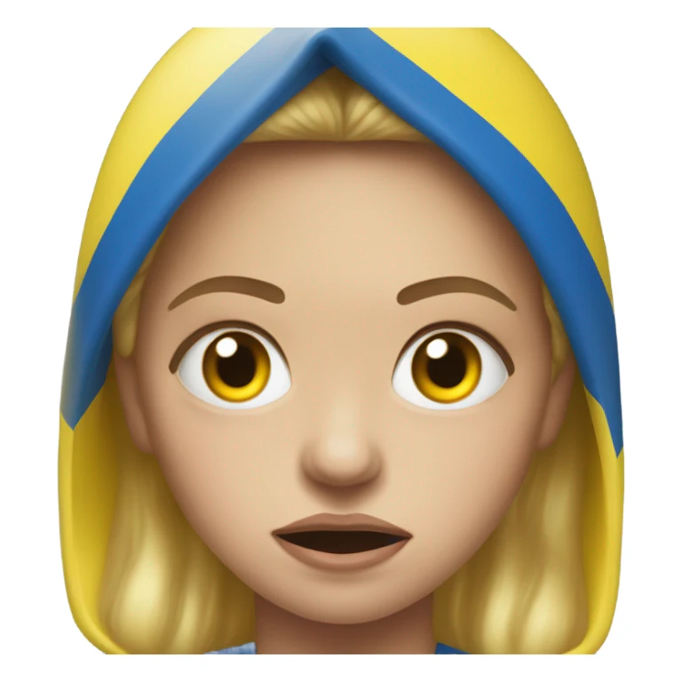 super-realistic angry female Ukrainian with ukranian flag sticker