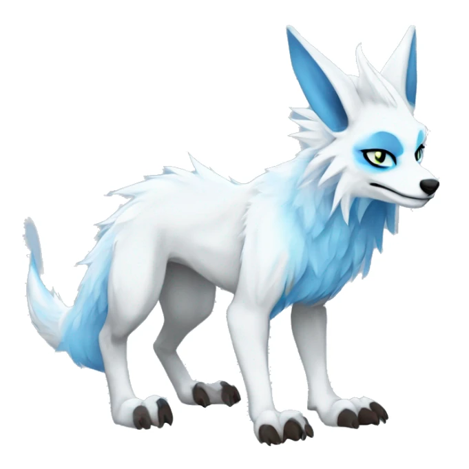 Cute Protogen-vernid-sergal-wickerbeast-fantasy-animal-fursona griffsnuff & LiLaiRa & Falvie full body white and light blue fur sticker