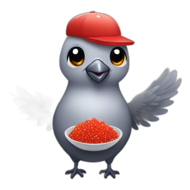 pidgeon holding red caviar in hand sticker