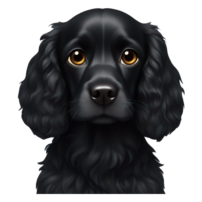 Small completely black spaniel with black fur on his whole face and white fur only on his chest sticker