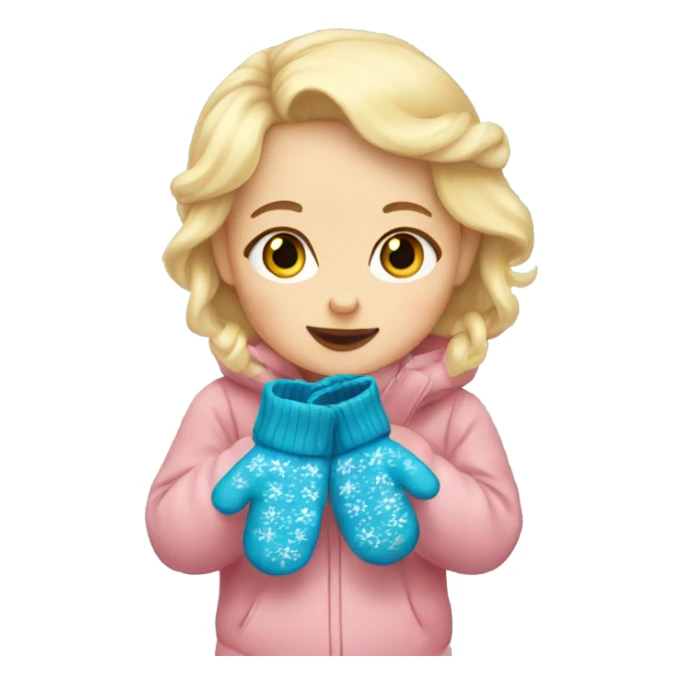 blonde baby wearing mittens sticker