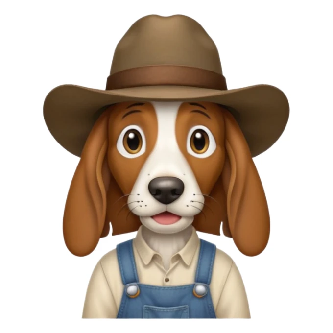 toothless hillbilly basset hound wearing a stetson and dungarees and has droopy eys sticker