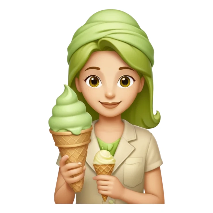 smiling Athena with green pistachio ice cream cone sticker