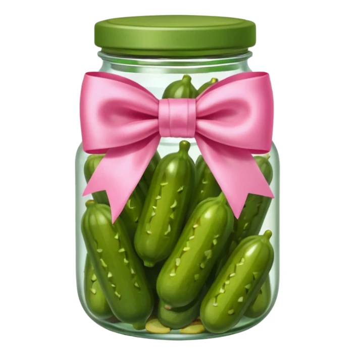 A big pink bow on a jar of pickles  sticker