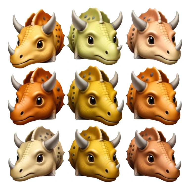 faces of different triceratops sticker