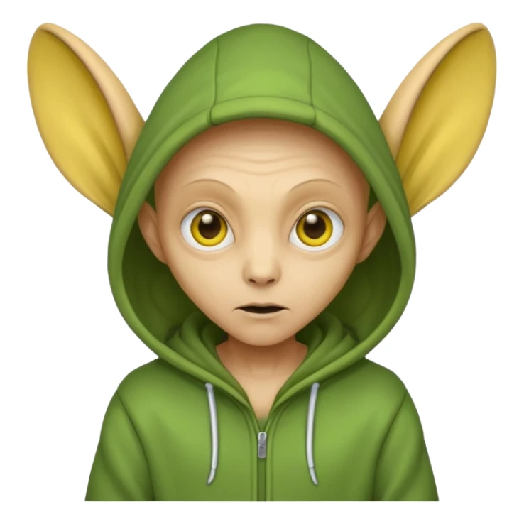 Aliens Dark yellow, hoodie, long big ears sticker