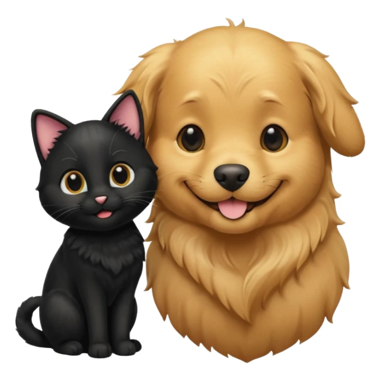 1 golden retriever and 1 black cat romancing sticker