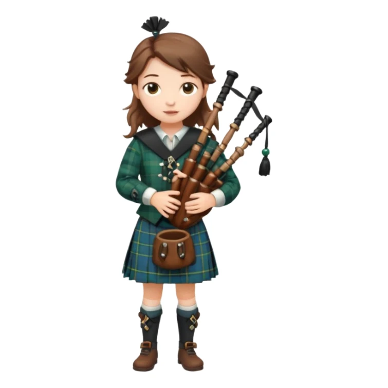 scotch girl playing bagpipe full body sticker