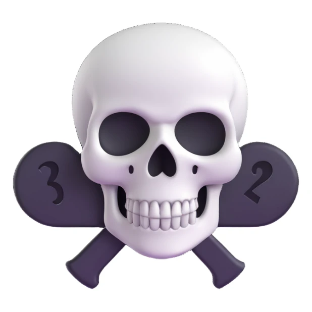 white skull and ace of spades, 3D emoji style sticker