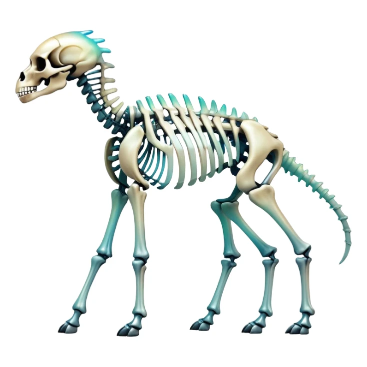 An iridescent gradient epic shiny cool edgy skeletal animal, full body sticker