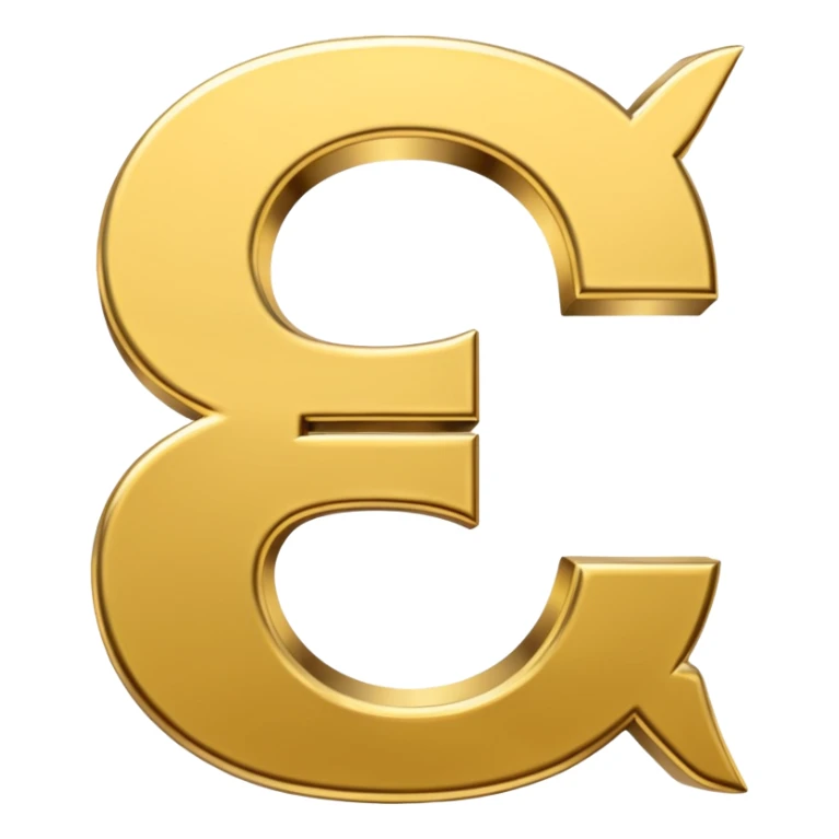 Symbole de currency en or en forme de lettre F précise, seul, 3D, brillant, style emoji simple et lisible sur fond uni. sticker