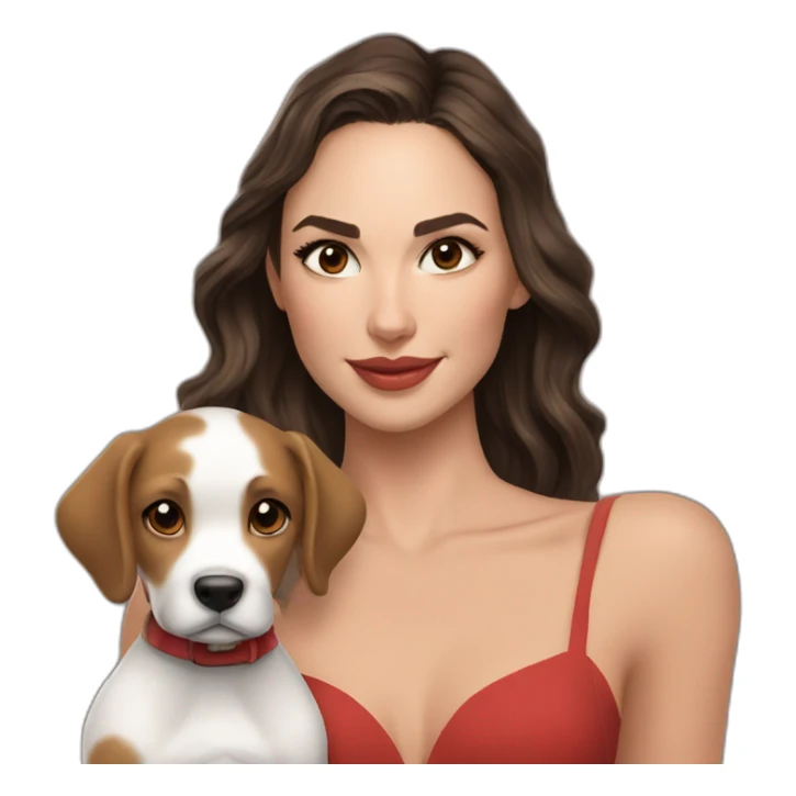 gal gadot avec un chien sticker