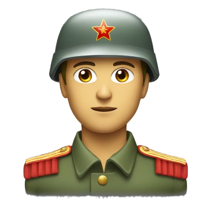 ussr soldier serious with military helmet sticker