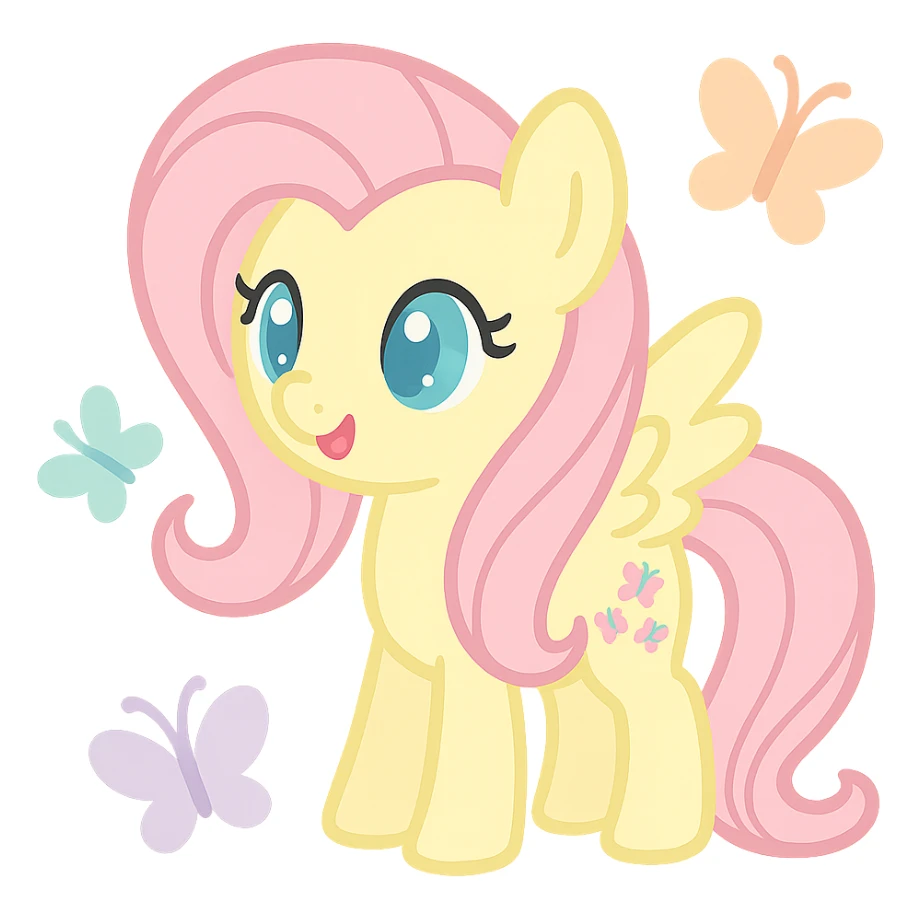 Fluttershy with butterflies flying around her sticker