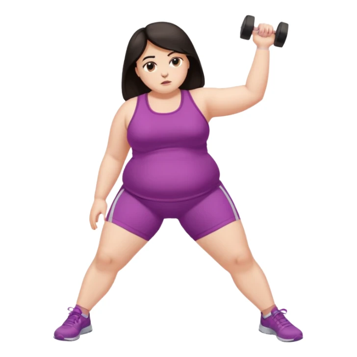 Sad fat girl doing side leg raise dark hair sticker