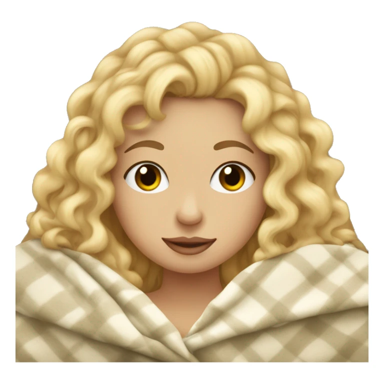Blonde  hair curly girl inside a blanket sipping coffee sticker