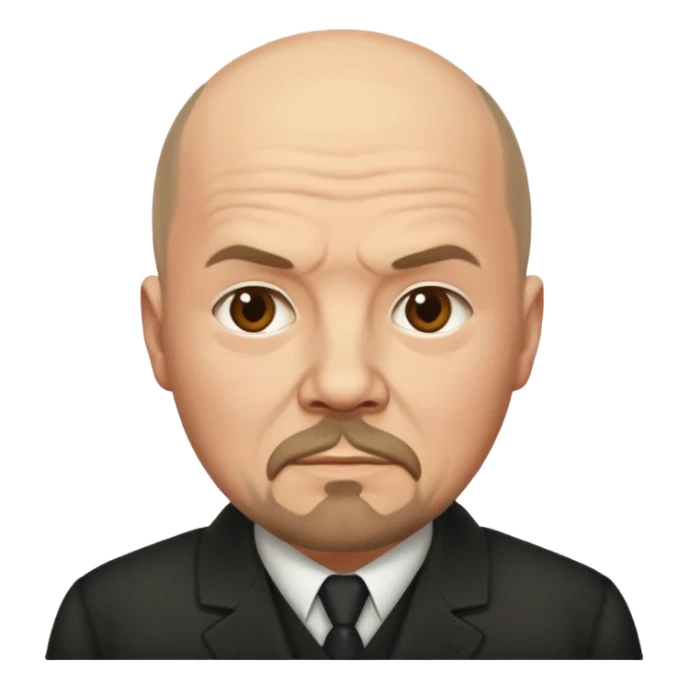 Vladimir Lenin emoji with recognizable bald head, short beard, stern expression, simple apple-style emoji sticker