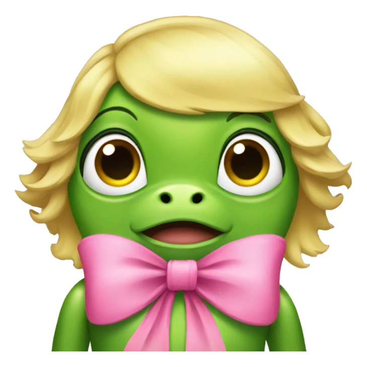 Frog with blonde hair and a pink bow sticker