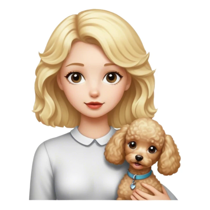 Blonde girl with small poodle sticker