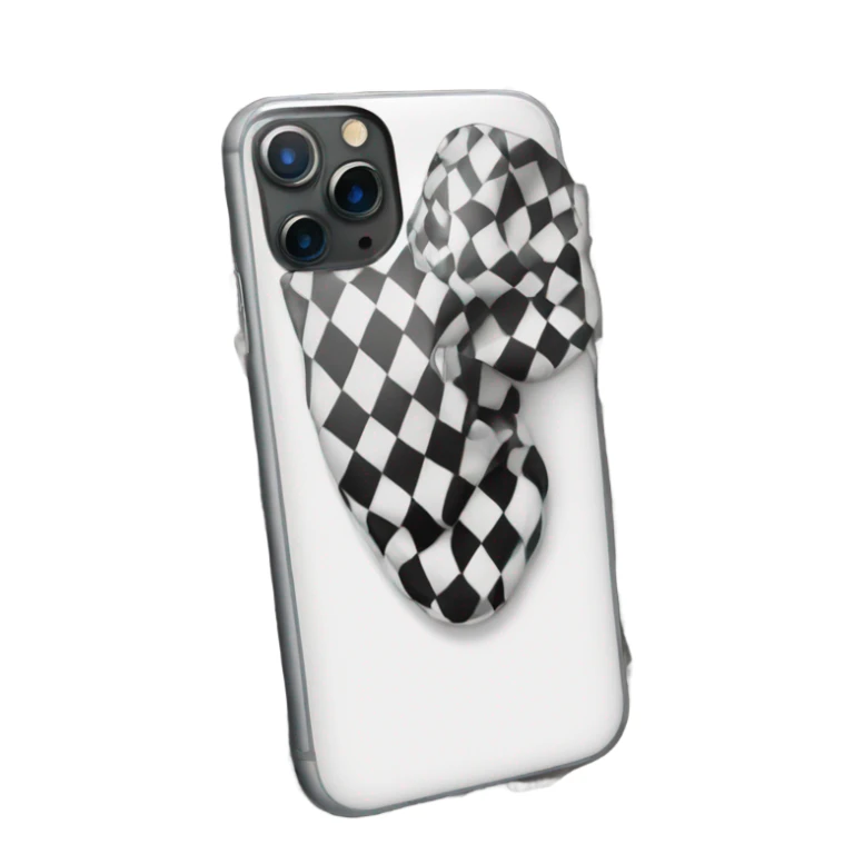 iPhone 16 pro max with black and white checkered phone case sticker