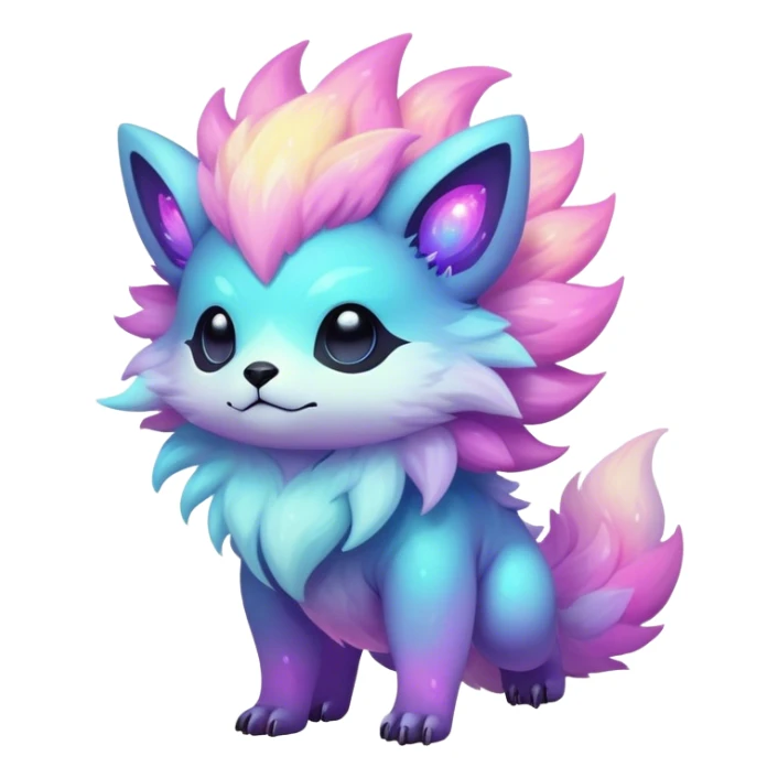 Epic Edgy Cute Colorful Vibrant Pastel Nebula Modern Vernid-Protogen-creature-animal, full body sticker