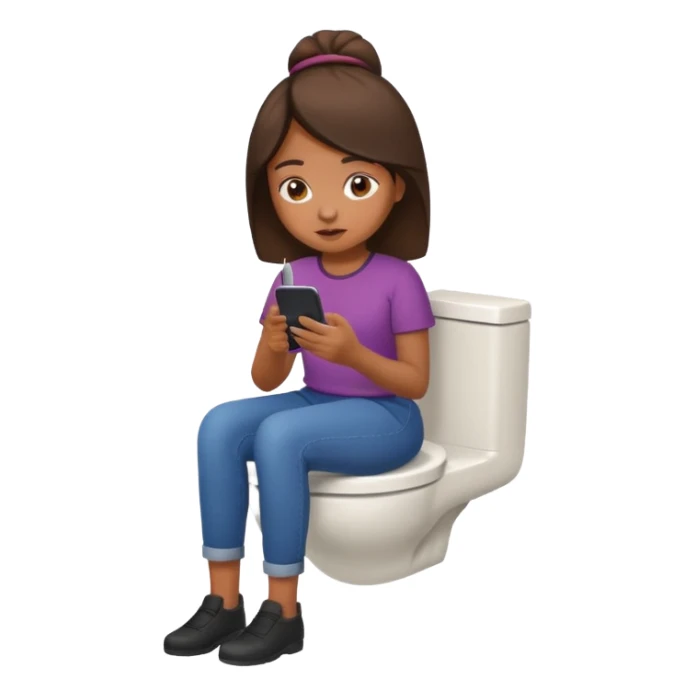 Brown girl using the toilet  sticker