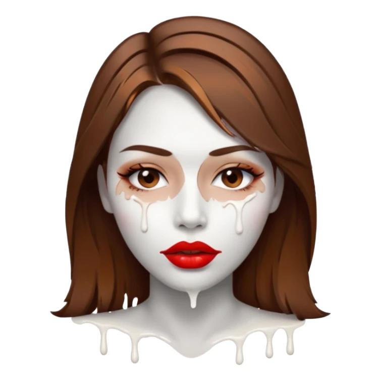 Brown Hair, Woman, white paint drip, face, hot, Sexy, lips sticker