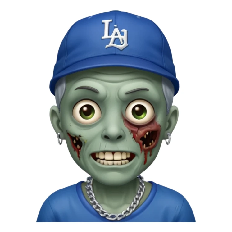 Zombie cerrando un ojo con gorra de los Dodgers y cadena de plata  sticker