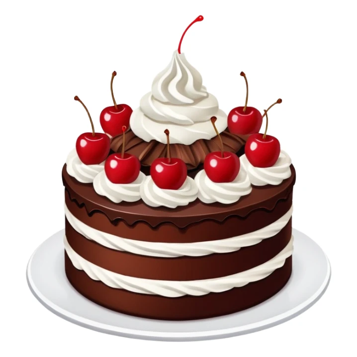 Black Forest cake with chocolate, cherries, and whipped cream sticker