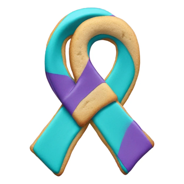 Purple teal Suicide awareness ribbon, heart cookie sticker