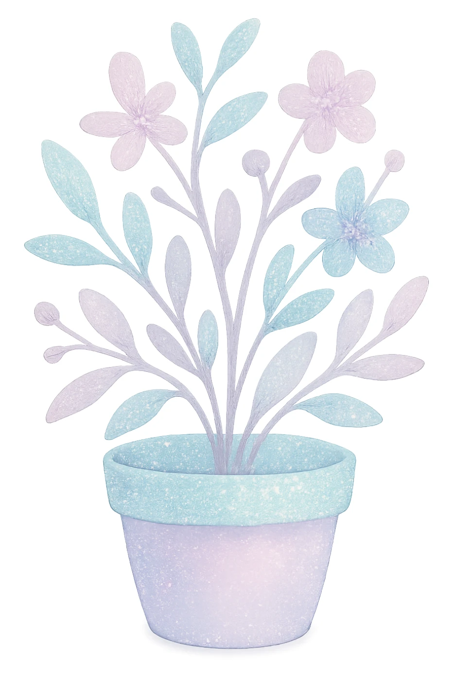 sparkly pastel potted plant sticker