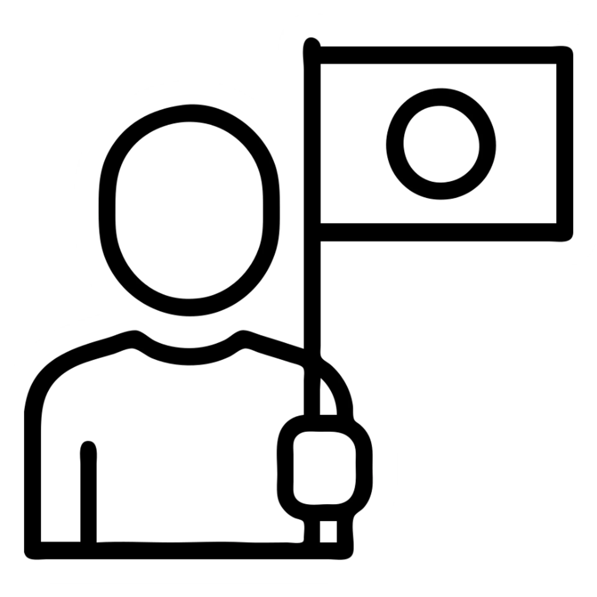 person with Japanese flag sticker