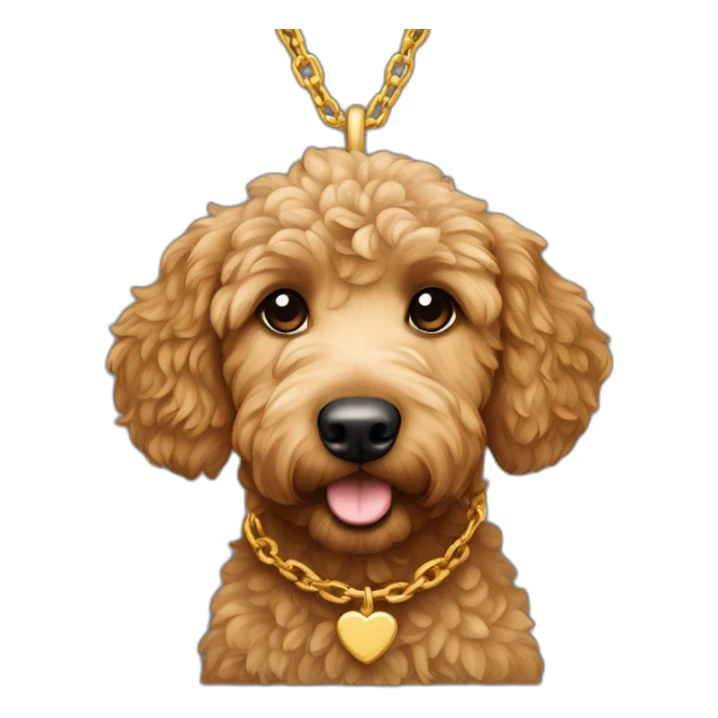 Light Brown golden doodle with gold color cross chain sticker