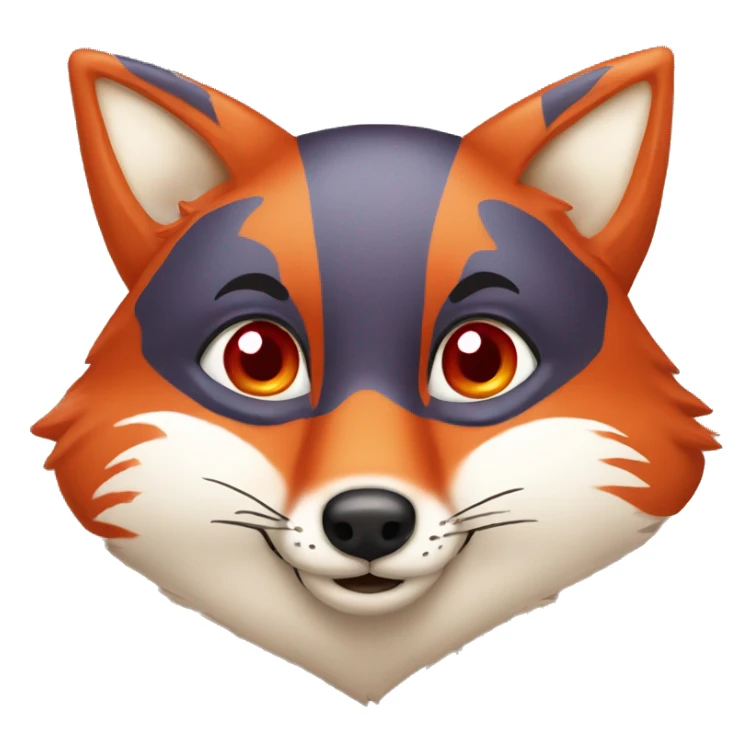 "deep lush red fox face" with little hearts in eyes sticker