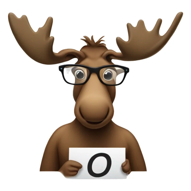 a cartoon moose wearing glasses holding a sign that reads "1 > 0"  sticker