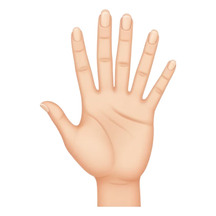 hand with fingers spread showing stop signal sticker