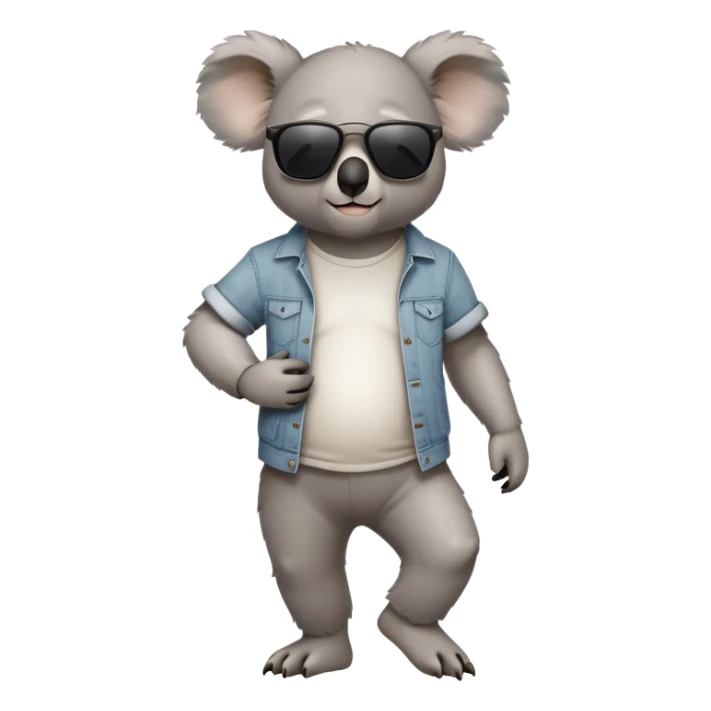 anthropomorphised koala in casual clothing, wearing dark sunglasses, walking upright in relaxed pose sticker
