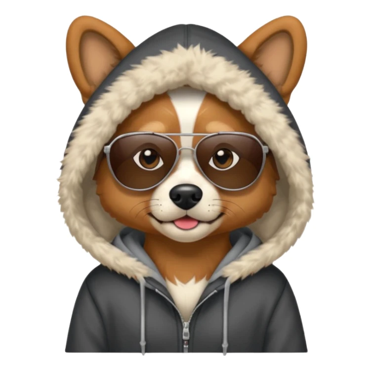 Dog wearing sunglasses and hoodie sticker
