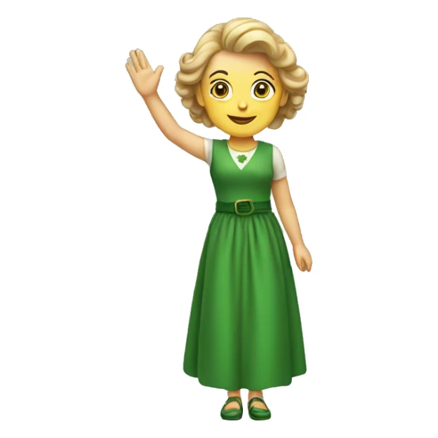 irish woman in dress waving sticker