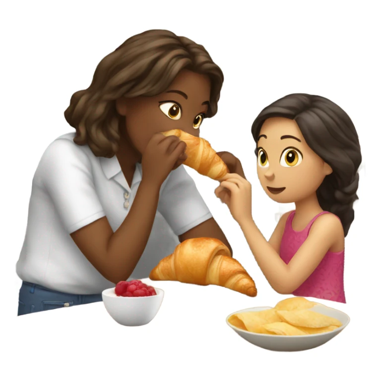 girl eating croissant with wife sticker