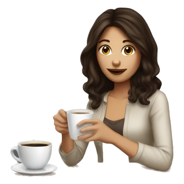 beautiful brunette girl drinks coffee sticker