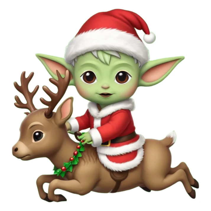 baby yoda riding eindeer christmas sticker