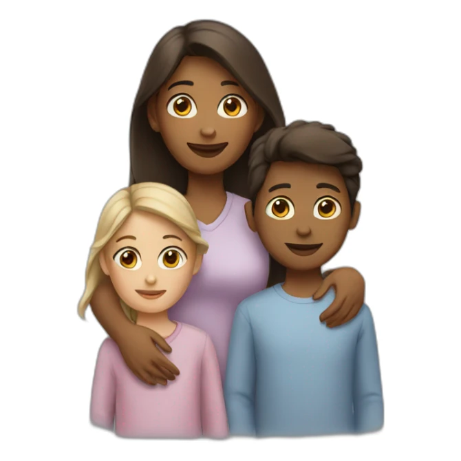 woman with 2 kids sticker