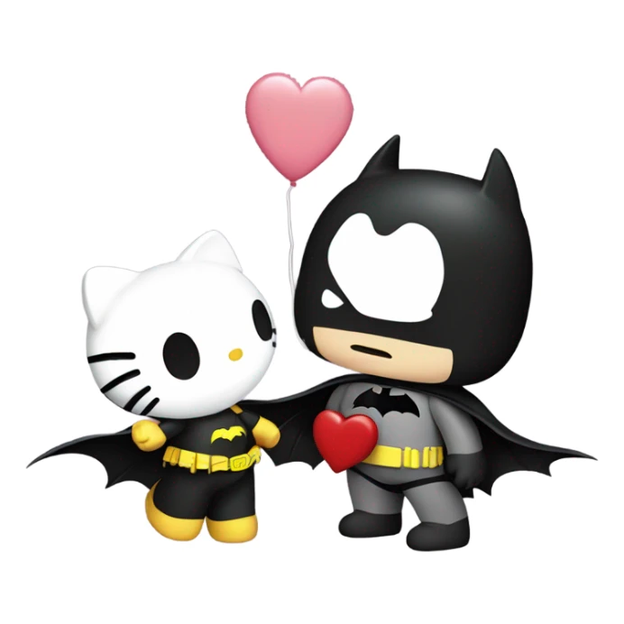 Hello Kitty and Batman in love but cute  sticker